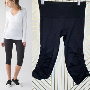 Lululemon In The Flow Crop II‎ Heathered Deep Coal